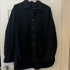 Uniqlo + J Black Button-Up Over Sized Shirt